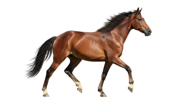 Isolated Brown Horse Walking