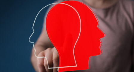 Concept image of two heads, symbolizing teamwork, brainstorming, and collaboration.