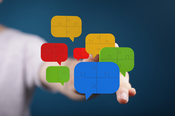 Visual representation of teamwork, communication, and problem-solving.  Ideal for business and...