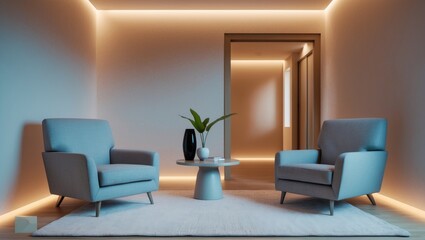 Fototapeta premium Comfortable clinic interior waiting room layout