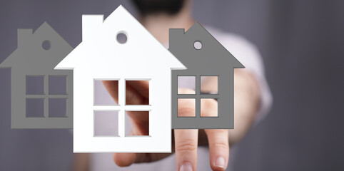 Person presenting choices for home buying. Find your dream house!