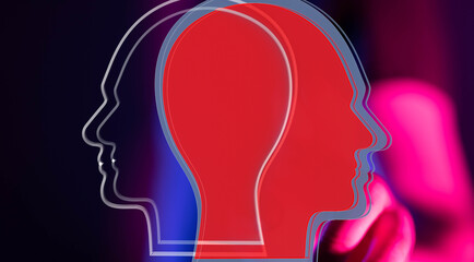 Abstract stock photo depicting two profiles, symbolizing duality, psychology, or inner conflict.