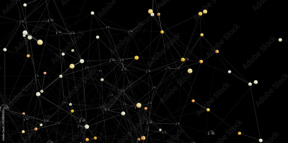 Poster Stock photo of abstract network.  Connecting dots and lines. Technology background.