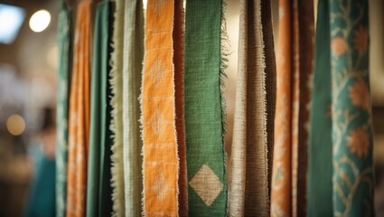 A vibrant textile ornament in soft pastel shades.