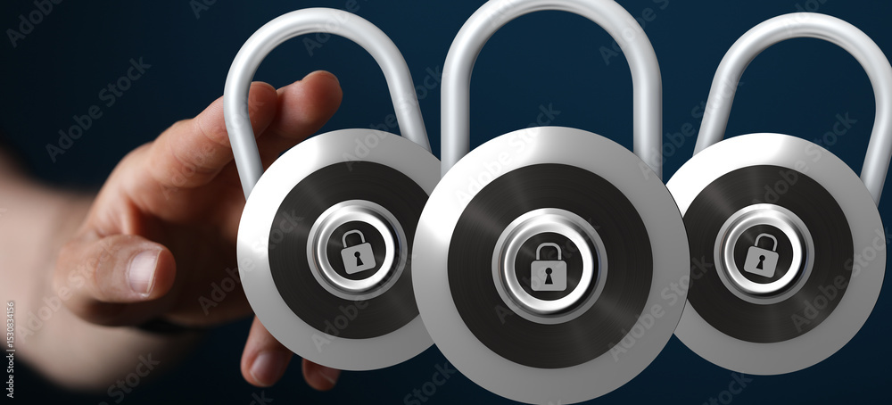 Aufkleber Image of three padlocks symbolizing data security and protection.