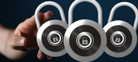Image of three padlocks symbolizing data security and protection.
