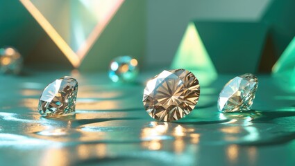 A diamond sparkling under the illumination of a prism's light.