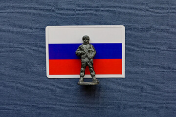 Flags of Russia on a blue background. The Russian-Ukrainian conflict.