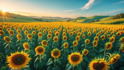A gorgeous area filled with vibrant sunflowers