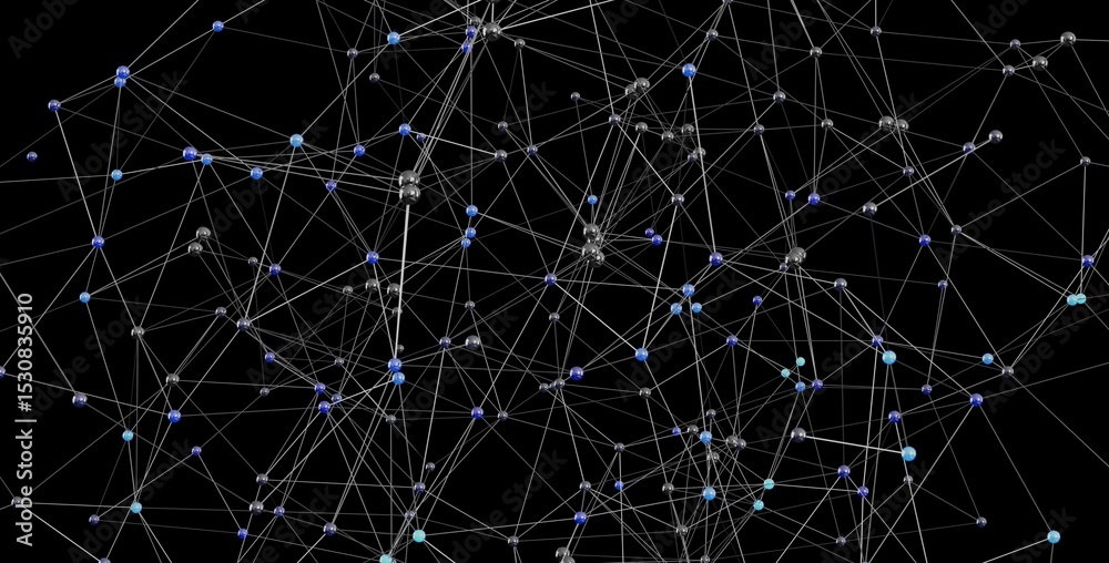 Aufkleber Abstract image of a complex network. Ideal for technology, AI, and connection themes.