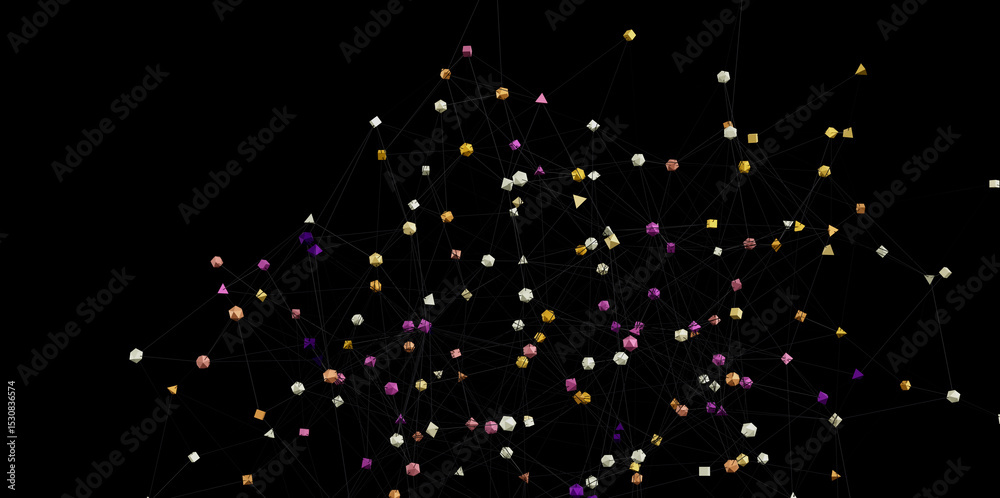 Aufkleber Stock photo of abstract network connections.  Digital nodes and lines. Technology background.