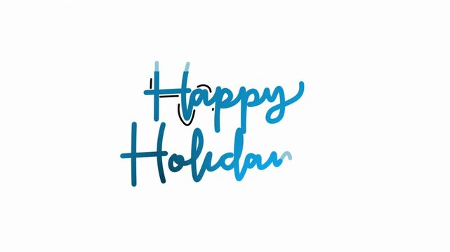 Hand drawn calligraphy monoline vintage text happy holiday on background. Calligraphy lettering animation for Day, video Full HD, One line continuous animated typography celebration greetings invitate