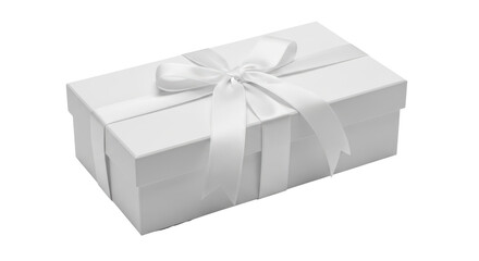 Isolated White Gift Box with Ribbon
