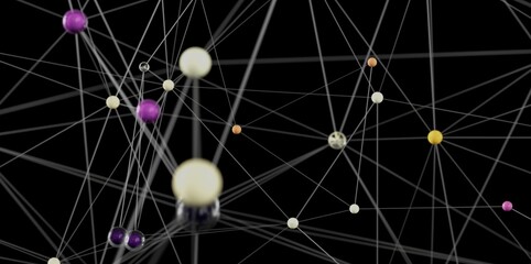 Fototapeta na wymiar Image of interconnected spheres symbolizing global networks, data flow, and communication.