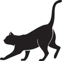 A playful stretching cat silhouette that adds charm to any cat-lover's design collection. Ideal for decals, wall art, and cozy pet-themed branding.