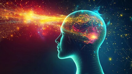 Futuristic digital technology background with glowing data streams, abstract binary code, network connections, and artificial intelligence visualization for innovation and communication concepts




