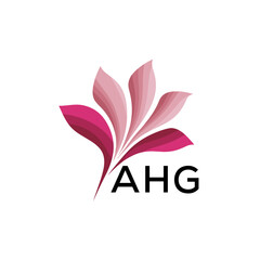 AHG Abstract Pink Floral Logo Design – Modern Petal Icon for Beauty, AHG Later logo Spa, and Wellness Branding
