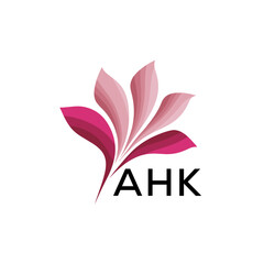 Fototapeta premium AHK Abstract Pink Floral Logo Design – Modern Petal Icon for Beauty, AHK Later logo Spa, and Wellness Branding 