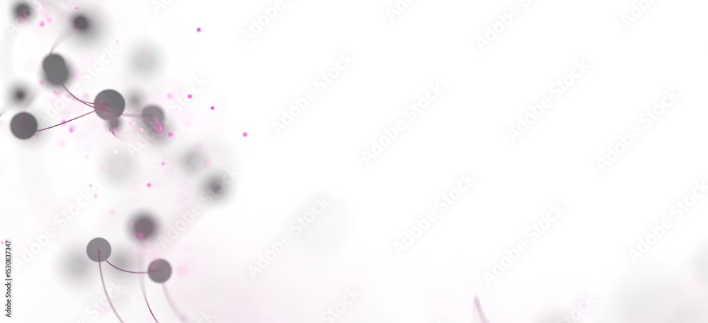 Aufkleber Modern abstract background with pink and gray dots connected by thin lines on white space.