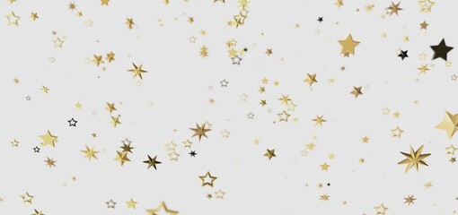 Sparkling gold stars on white. Ideal for holidays, celebrations, and festive designs.