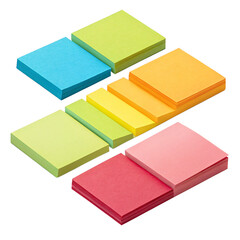 Fototapeta premium Stack of Colorful Sticky Notes Isolated on Transparent Background