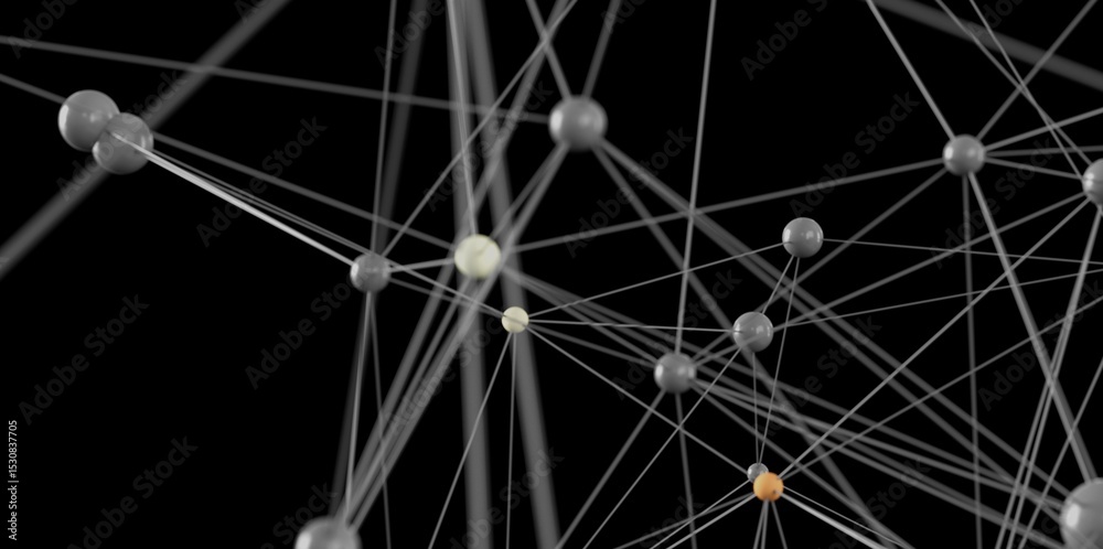 Poster Complex network visualization.  Perfect for tech, business, and connection concepts.