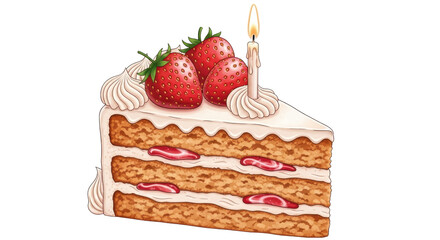 Isolated Strawberry Cake Slice