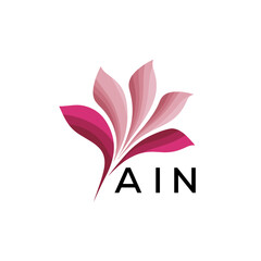 AIN Abstract Pink Floral Logo Design – Modern Petal Icon for Beauty, AIN Later logo Spa, and Wellness Branding
