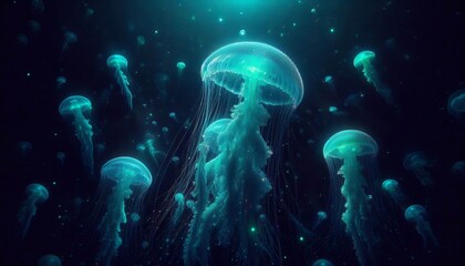 Jellyfish Bioluminescence Soft pulses of blue green light in aby