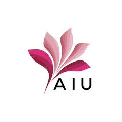 Fototapeta premium AIU Abstract Pink Floral Logo Design – Modern Petal Icon for Beauty, AIU Later logo Spa, and Wellness Branding 