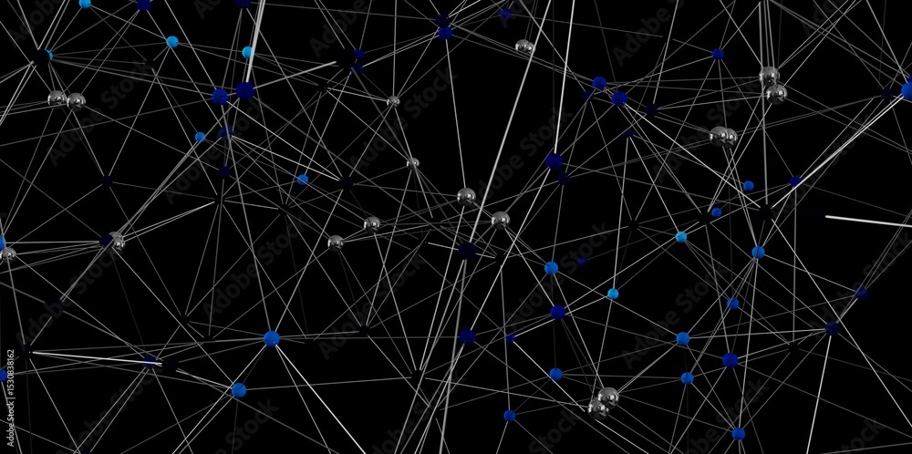 Aufkleber Complex network visualization.  Ideal for tech, data, and global concepts.
