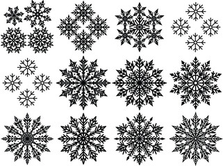 Snowflakes silhouette vector illustration isolated on white background.