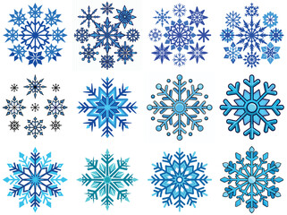 Snowflakes vector illustration isolated on white background.