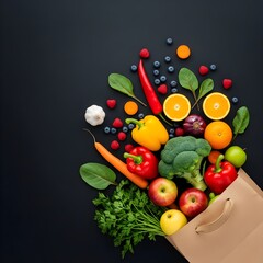 fruits and vegetablesnin the paper bag 