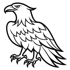 Strong eagle outlined illustration presents a proud black silhouette of a bold avian figure
