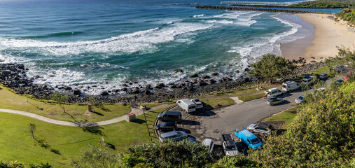 Duranbah Beach, looking towards the mouth of the Tweed River, on the Queensland and New South Wales border.