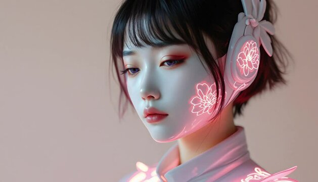 ファンタジーストーリー（時の流れが淀む淵に、未来と過去の幻影をまとう、ミステリアスな仮面の女性）