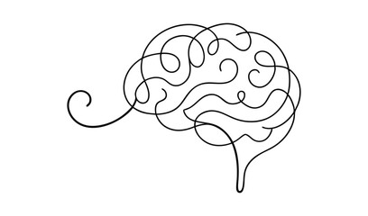 Abstract one line drawing of a human brain