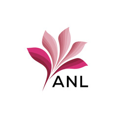 ANL Abstract Pink Floral Logo Design – Modern Petal Icon for Beauty, ANL Later logo Spa, and Wellness Branding
