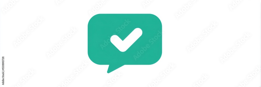 Fototapete Communication Icon Features a Checkmark Symbol Indicating Acknowledgment or Completion in a Clear Format, Enhancing User Experience in Digital Platforms