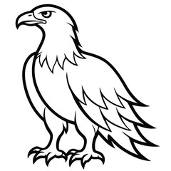 Fototapeta premium Striking black outlined eagle stands confidently with a stern gaze and bold feathers