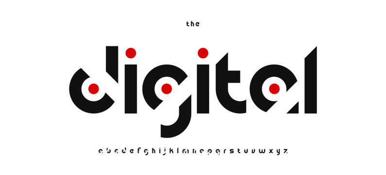 Digital modern cutout alphabet, abstract tech font, futuristic dot typeface for creative branding logo, techno space interface headline, app typography, geometric typographic design. Vector typeset
