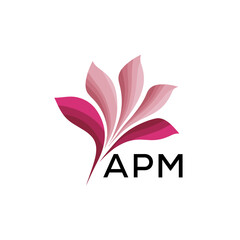 APM Abstract Pink Floral Logo Design – Modern Petal Icon for Beauty, APM Later logo Spa, and Wellness Branding
