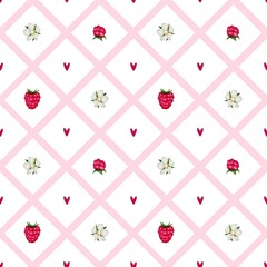 Colorful seamless background featuring berries and summer fruits in a cheerful pattern