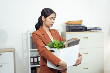 A businesswoman is fired, unemployed and stressed.
