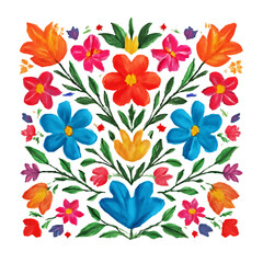 Colorful floral pattern with various flowers on white background  