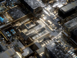 Intricate circuit board of a modern electronic device