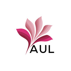 AUL Abstract Pink Floral Logo Design – Modern Petal Icon for Beauty, AUL Later logo,  Spa, and Wellness Branding
