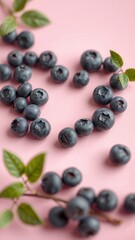 Fresh Blueberries on a Pink Background