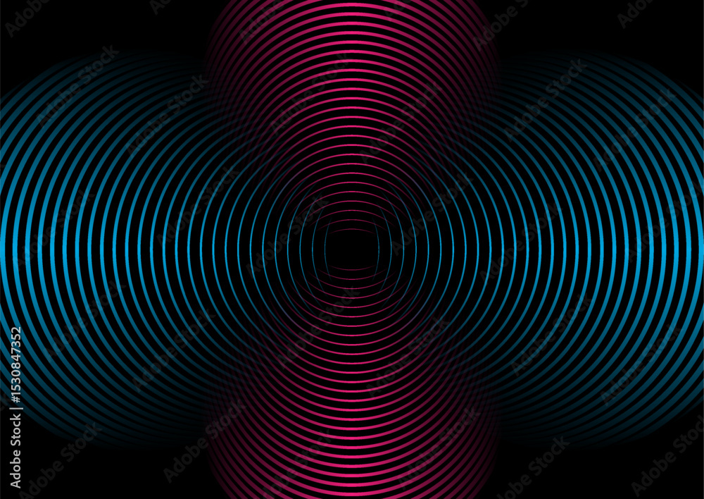 Poster blue purple minimal circular lines abstract tech background. vector bright futuristic design
